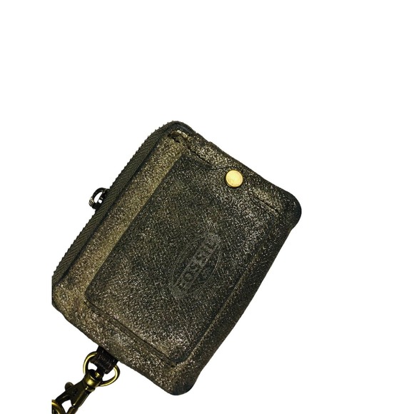 fossil suede gold metallic explorer crossbody hobo tote and coin change purse - Picture 5 of 12